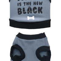 HKM-7054269 Gray Fleece Dog Vest with Black Borders for Small Dogs in Various Sizes
