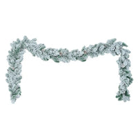 HKM-705491 6FT Snow Flocked Pre-Lit Hinged Artificial Christmas Tree Set with Colorful LED Lights, Garland, and Wreath