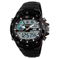 HKM-705619 Dual Display Waterproof Electronic Watch with 50m Water Resistance and Rubber Band