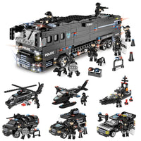 HKM-705619 SWAT Combat Bus Building Blocks Set for Kids - Construction Toy for Ages 6 and Up
