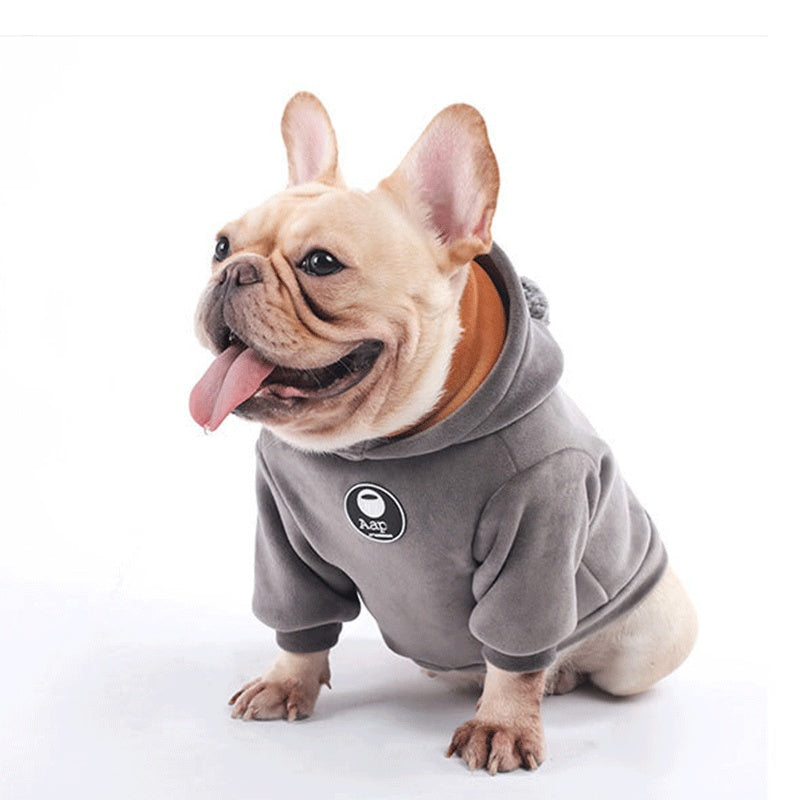 HKM-705619 Super Soft Coral Fleece Sweater for Dogs - Warm Casual Jumper for Corgis and Schnauzers, Available in Navy Blue and Gray