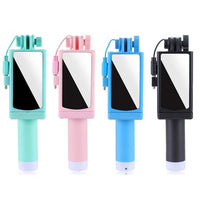 HKM-705747 Mini Wire-Controlled Selfie Stick for Apple and Android Phones - Candy Colors Available