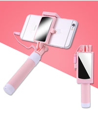 HKM-705747 Mini Wire-Controlled Selfie Stick for Apple and Android Phones - Candy Colors Available