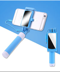 HKM-705747 Mini Wire-Controlled Selfie Stick for Apple and Android Phones - Candy Colors Available