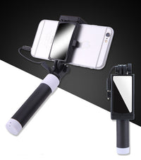 HKM-705747 Mini Wire-Controlled Selfie Stick for Apple and Android Phones - Candy Colors Available