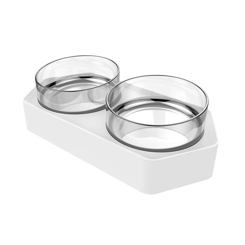 HKM-7057853 Ceramic Double Bowl Pet Feeding Set with Wooden Stand for Cats