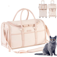 HKM-7058109 Breathable and Foldable Portable Pet Bag for Cats – Light Pink & Gray White, Oxford Cloth, 10 lbs Capacity