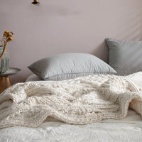HKM-705811 Iceland Wool Hand-Woven Blanket, Beige 120x150cm, Soft Acrylic Sofa Throw