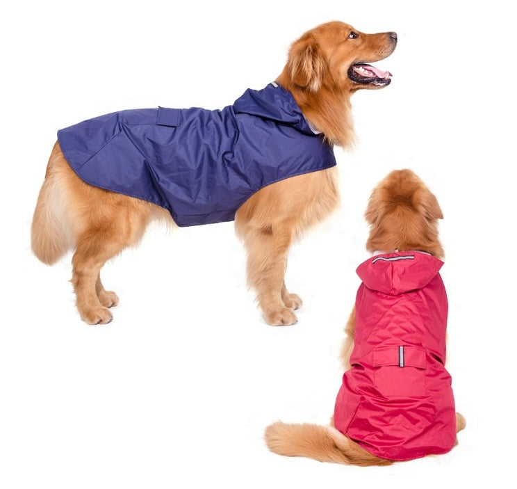 HKM-7060029 Reflective Waterproof Hooded Raincoat Poncho for Big Dogs - Two-Legged Design
