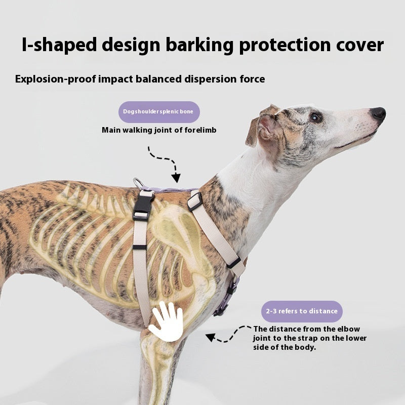 HKM-7060925 I-shaped Anti-Breaking Loose Nylon Pet Harness for Dogs in Milk Purple and Olive Gray