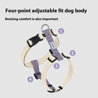 HKM-7060925 I-shaped Anti-Breaking Loose Nylon Pet Harness for Dogs in Milk Purple and Olive Gray
