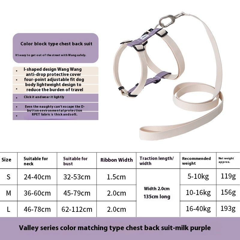 HKM-7060925 I-shaped Anti-Breaking Loose Nylon Pet Harness for Dogs in Milk Purple and Olive Gray