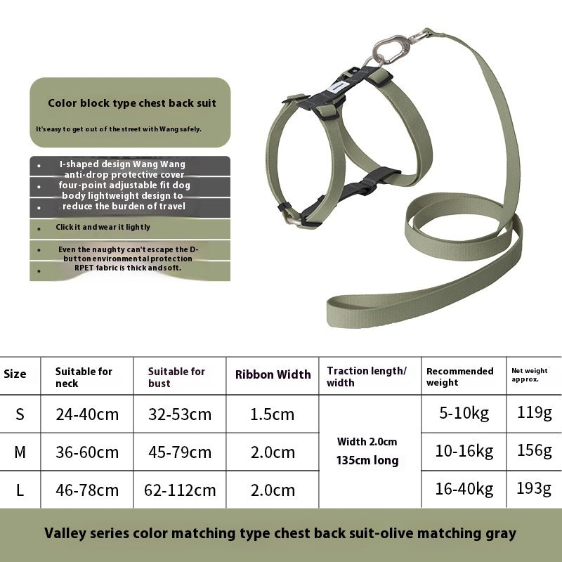 HKM-7060925 I-shaped Anti-Breaking Loose Nylon Pet Harness for Dogs in Milk Purple and Olive Gray