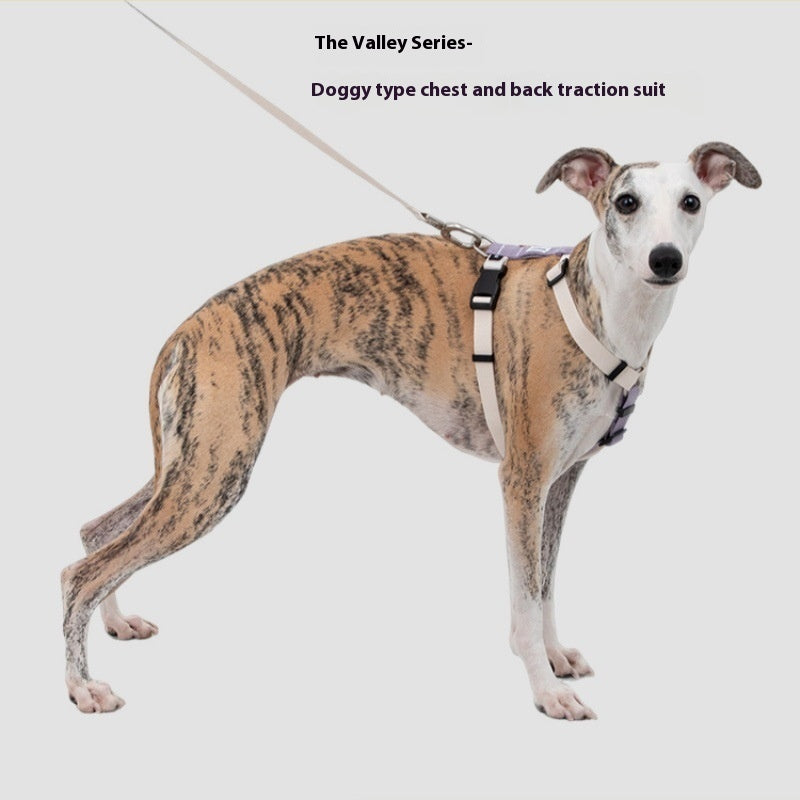 HKM-7060925 I-shaped Anti-Breaking Loose Nylon Pet Harness for Dogs in Milk Purple and Olive Gray