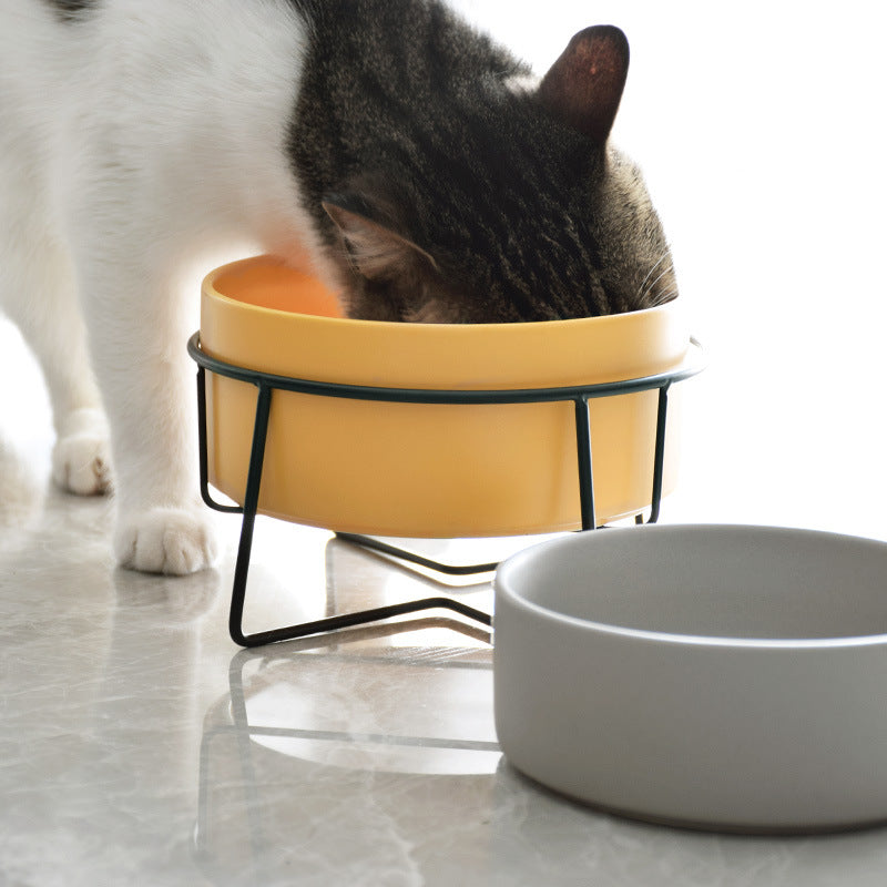 HKM-7061821 Cervical Spine Protective Pet Bowl with Iron and Wooden Frames - Available in Various Sizes and Colors
