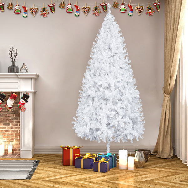 HKM-706323 7ft White Christmas Tree with 950 PVC Branches and Iron Base for Holiday Decor