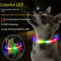HKM-7063613 Luminous USB Charging Silicone Dog Collar with Multiple Color Modes