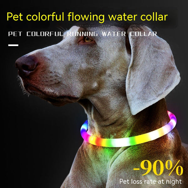 HKM-7063613 Luminous USB Charging Silicone Dog Collar with Multiple Color Modes