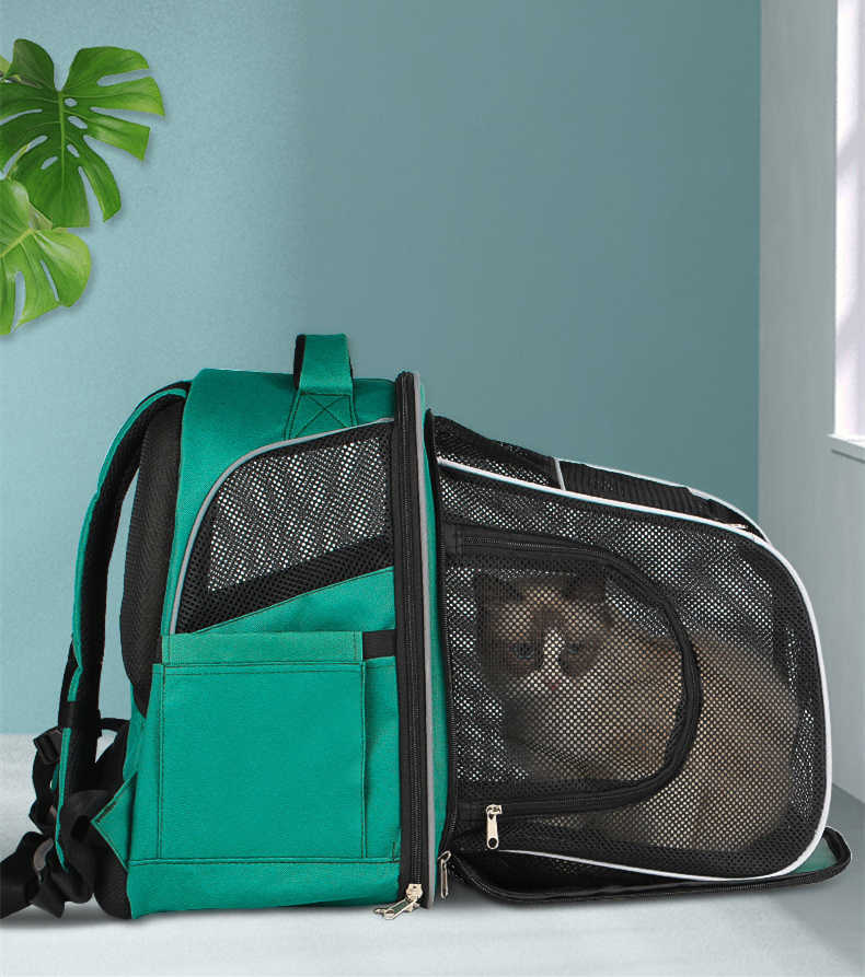 HKM-7063869 Portable Space Capsule Backpack for Dogs – Large Capacity, One & Two-Way Expansion, Available in Malachite Green and Starry Gray
