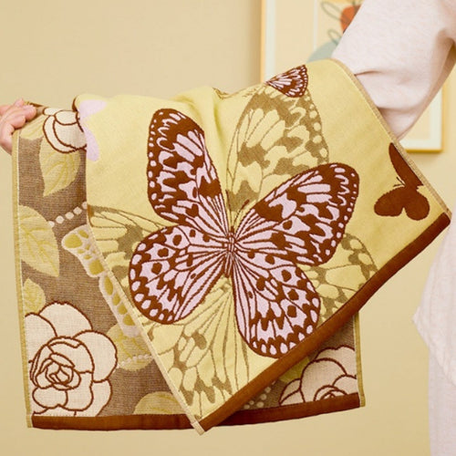 HKM-706451 Soft Cotton Hanging Hand Towel Set - 100% Pure Cotton, Floral and Butterfly Designs, 4-Piece or 2-Piece Options
