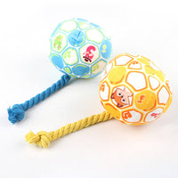 HKM-7064893 Interactive Cotton Rope Dog Toy with Cartoon Football Design for Tug of War and Dental Care