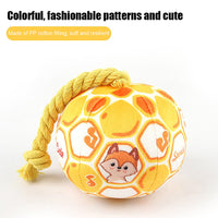 HKM-7064893 Interactive Cotton Rope Dog Toy with Cartoon Football Design for Tug of War and Dental Care