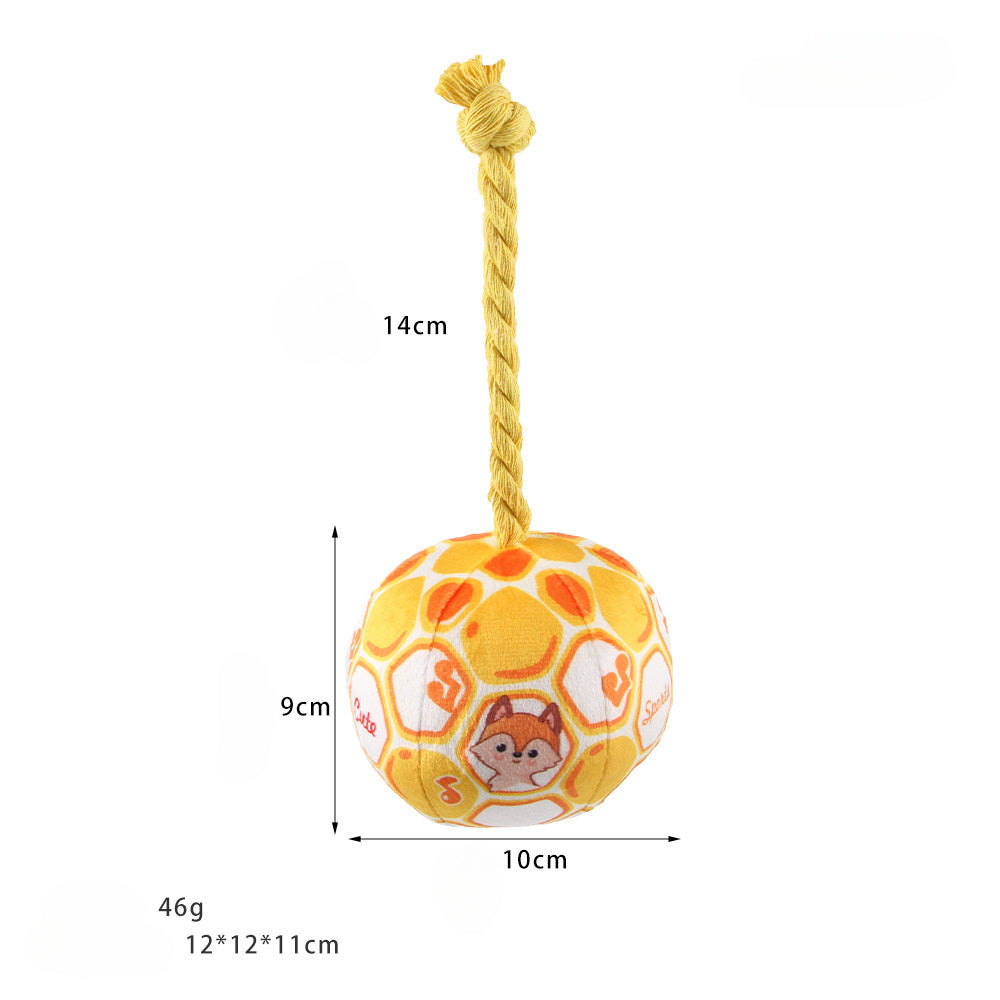 HKM-7064893 Interactive Cotton Rope Dog Toy with Cartoon Football Design for Tug of War and Dental Care