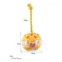 HKM-7064893 Interactive Cotton Rope Dog Toy with Cartoon Football Design for Tug of War and Dental Care