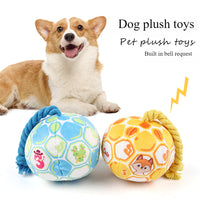 HKM-7064893 Interactive Cotton Rope Dog Toy with Cartoon Football Design for Tug of War and Dental Care