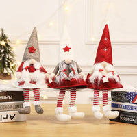 HKM-706643 Christmas Faceless Doll Girl Figurine - Decorative Cloth Doll in Gray, White, and Red Hat Styles - Perfect for Holiday Decor