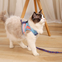 HKM-7066685 Reflective Anti-Escape Cat Harness with Leash - Suede Material, Various Colors, Sizes S to L