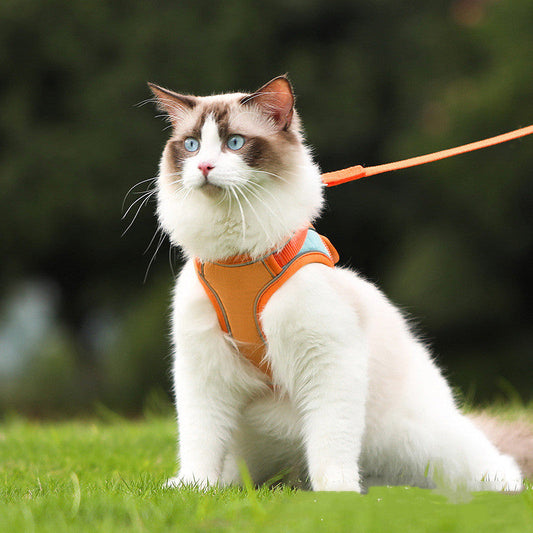 HKM-7066685 Reflective Anti-Escape Cat Harness with Leash - Suede Material, Various Colors, Sizes S to L