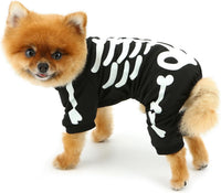 HKM-7067069 Glow in the Dark Skeleton Dog Costume for Small Dogs - Breathable Stretchy Jumpsuit for Halloween and Cosplay