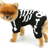 HKM-7067069 Glow in the Dark Skeleton Dog Costume for Small Dogs - Breathable Stretchy Jumpsuit for Halloween and Cosplay