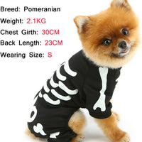 HKM-7067069 Glow in the Dark Skeleton Dog Costume for Small Dogs - Breathable Stretchy Jumpsuit for Halloween and Cosplay