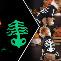 HKM-7067069 Glow in the Dark Skeleton Dog Costume for Small Dogs - Breathable Stretchy Jumpsuit for Halloween and Cosplay