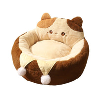 HKM-7067453 Cozy Cat Nest Winter Pet Bed - Medium Size, Warm Polyester with Three Flower Design