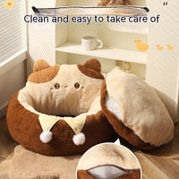 HKM-7067453 Cozy Cat Nest Winter Pet Bed - Medium Size, Warm Polyester with Three Flower Design
