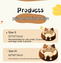 HKM-7067453 Cozy Cat Nest Winter Pet Bed - Medium Size, Warm Polyester with Three Flower Design