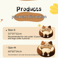 HKM-7067453 Cozy Cat Nest Winter Pet Bed - Medium Size, Warm Polyester with Three Flower Design