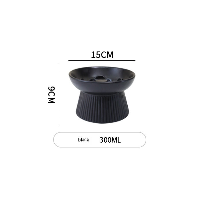 HKM-7067581 Ceramic High Foot Slow Feed Pet Bowl for Cats and Dogs - Anti-Choke Design and Tumble Resistant