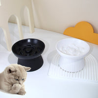 HKM-7067581 Ceramic High Foot Slow Feed Pet Bowl for Cats and Dogs - Anti-Choke Design and Tumble Resistant