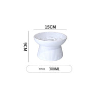 HKM-7067581 Ceramic High Foot Slow Feed Pet Bowl for Cats and Dogs - Anti-Choke Design and Tumble Resistant