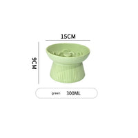 HKM-7067581 Ceramic High Foot Slow Feed Pet Bowl for Cats and Dogs - Anti-Choke Design and Tumble Resistant