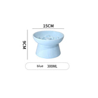 HKM-7067581 Ceramic High Foot Slow Feed Pet Bowl for Cats and Dogs - Anti-Choke Design and Tumble Resistant