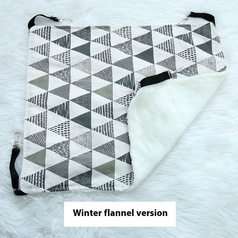 HKM-7069245 Fleece-Lined Cat Hammock in Various Winter Patterns - Comfortable Pet Bed for Cats