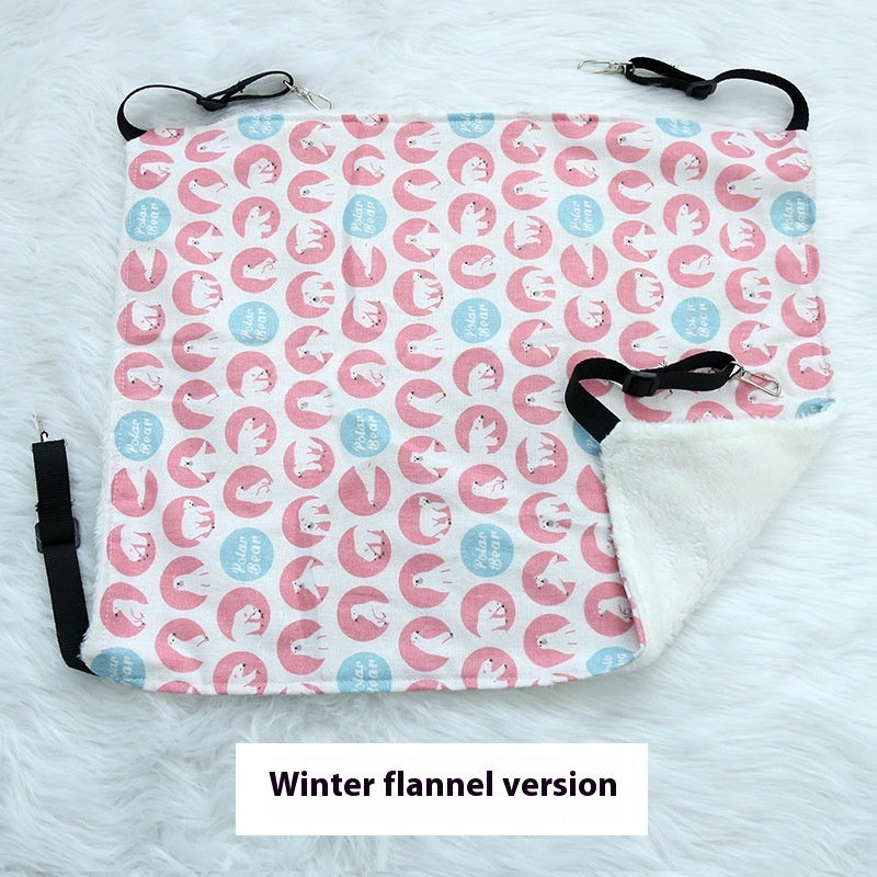 HKM-7069245 Fleece-Lined Cat Hammock in Various Winter Patterns - Comfortable Pet Bed for Cats