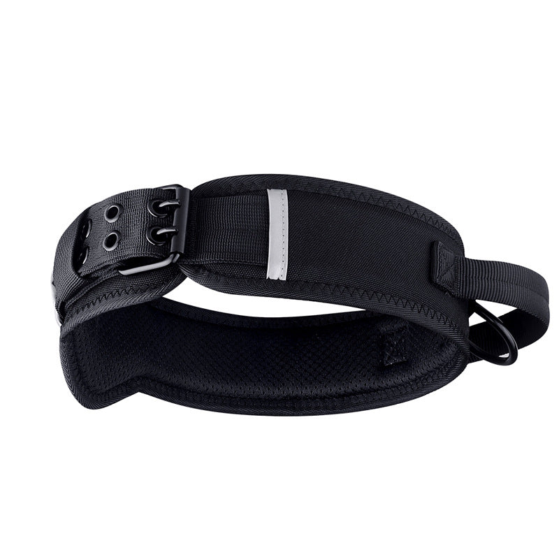 HKM-7069373 Camouflage Nylon Dog and Horse Collar in Military Green and Black, Sizes M-L-XL