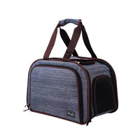 HKM-7069629 Portable Pet Carrier Bag in Blue Gray - One Size Fits All for Pets Up to 13 lbs with Matching Mat