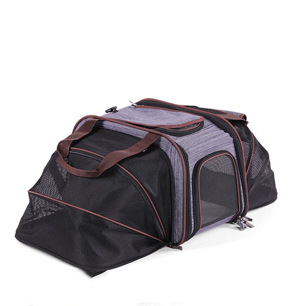 HKM-7069629 Portable Pet Carrier Bag in Blue Gray - One Size Fits All for Pets Up to 13 lbs with Matching Mat